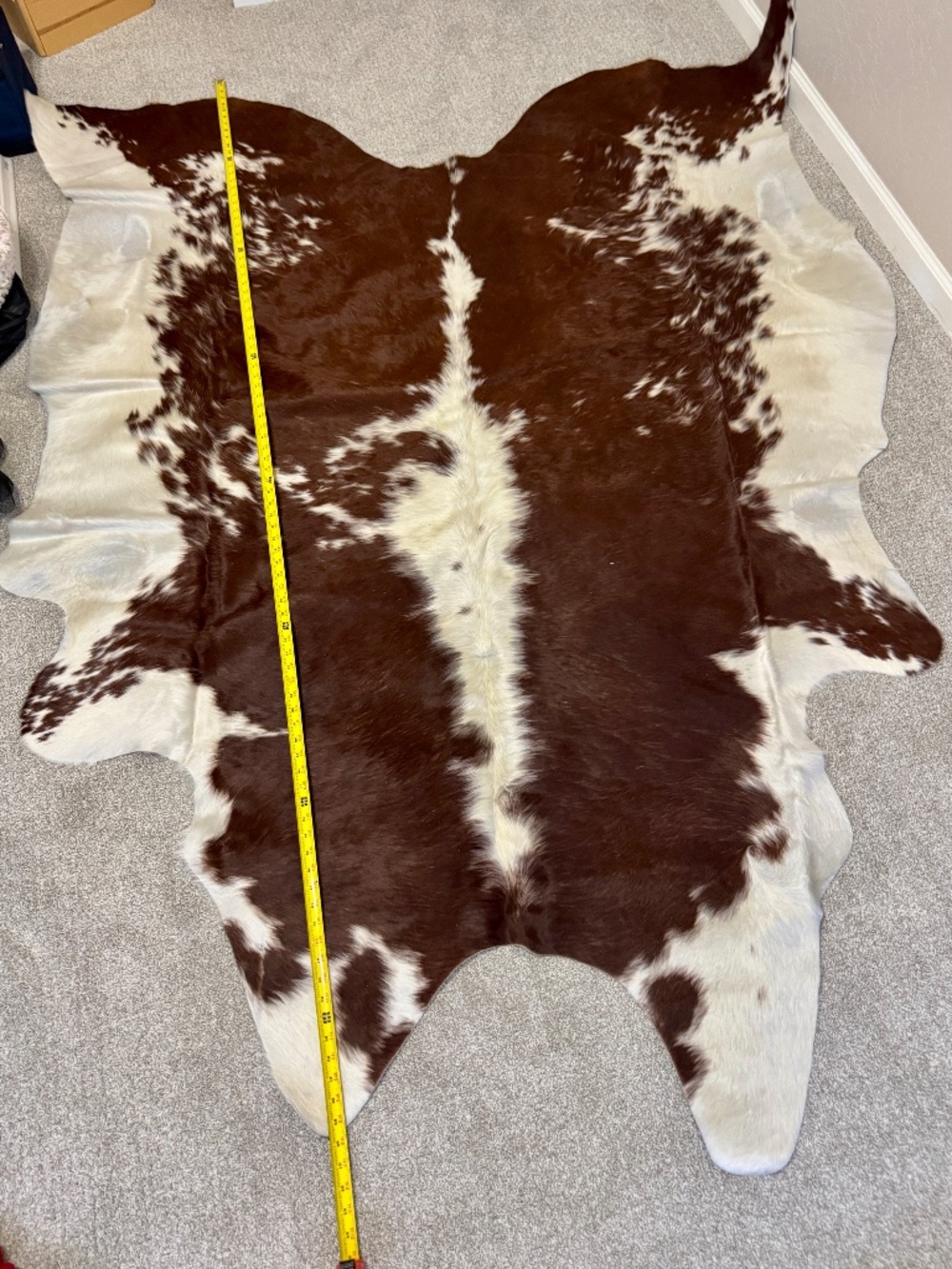 GORGEOUS NEW Hudson Hides XL Brazilian Cowhide Rug Brown White 7.5' x 6.5'